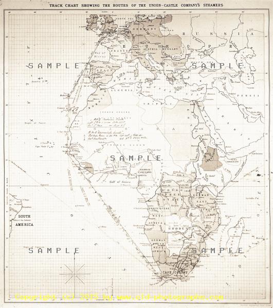 Union Castle route map of Africa