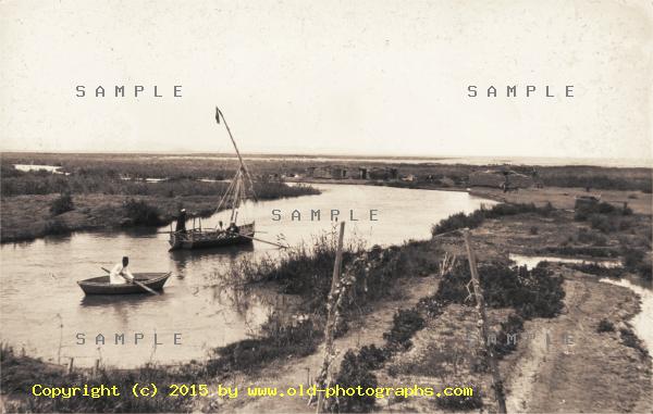 River with fishing boat